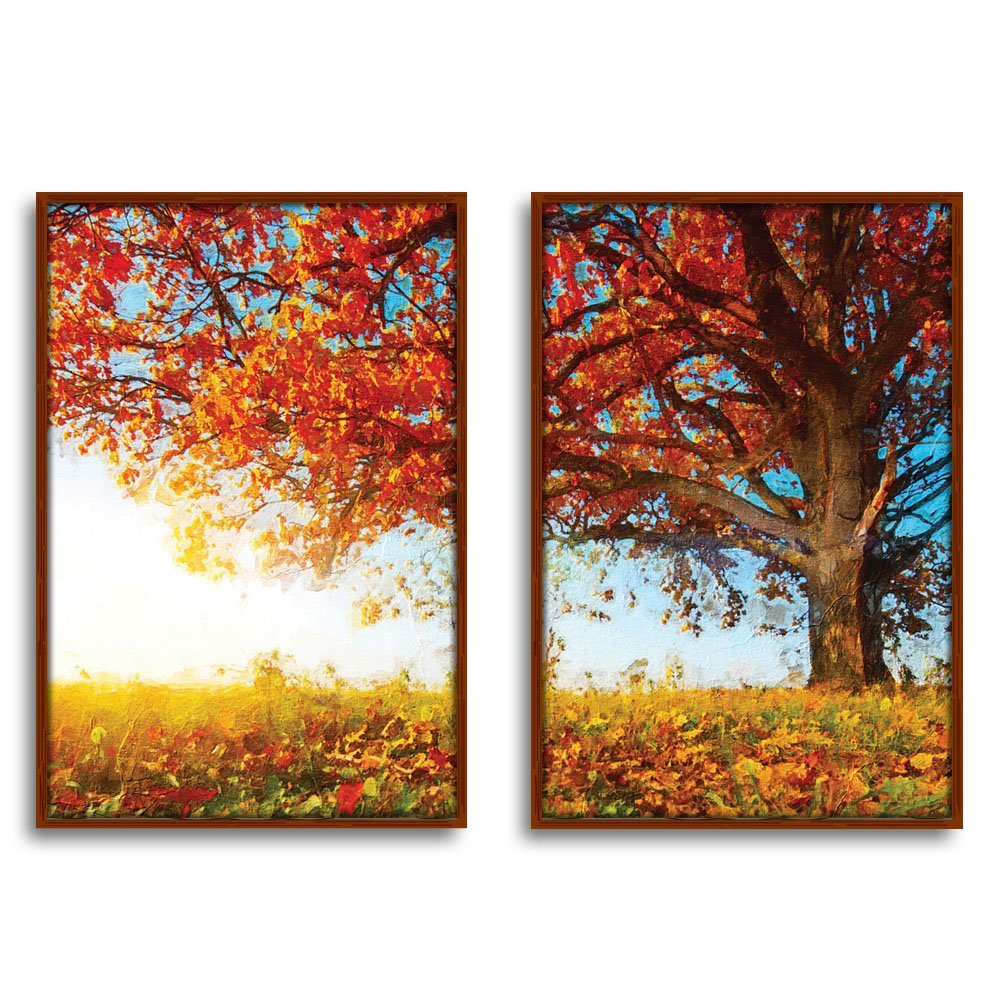 Quadro Premium Textura CX Alta Árvore Outono 2un 40x60 - Moldura