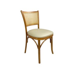 Cadeira Madeira Maciça Estofada - Amêndoa