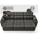 Ver imagem 5 de Sofá com Porta Copos e Carregador Usb Eureka 2,30m Assento Retrátil e Reclinável Velosuede Cinza