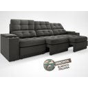 Ver imagem 7 de Sofá com Porta Copos e Carregador Usb Eureka 2,30m Assento Retrátil e Reclinável Velosuede Cinza