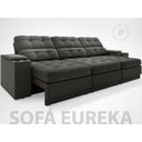 Ver imagem 2 de Sofá com Porta Copos e Carregador Usb Eureka 2,30m Assento Retrátil e Reclinável Velosuede Cinza