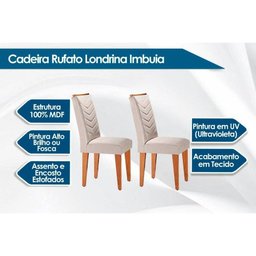 Conjunto: Mesa Sala Jantar Londrina Tampo Madeirado c/ Vidro 120cm + 4 Cadeiras Londrina Imbuia/ - 3