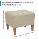 Ver imagem 3 de Puff Retro Capitone Pes Madeira Suede Bege Mpassos