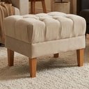 Ver imagem 2 de Puff Retro Capitone Pes Madeira Suede Bege Mpassos