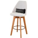 Ver imagem 4 de Kit 03 Banquetas Com Encosto Linho Bege E Almofada Cinza