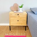 Ver imagem 1 de Mesa Lateral Gaveteiro com pé Style de Ferro e Madeira Natural e Preto