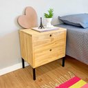 Ver imagem 2 de Mesa Lateral Gaveteiro com pé Style de Ferro e Madeira Natural e Preto