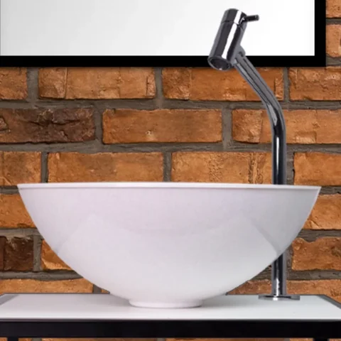 Cuba para Banheiro Branca Redonda Sobrepor Moderna