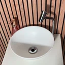 Ver imagem 3 de Cuba para Banheiro Branca Redonda Sobrepor Moderna