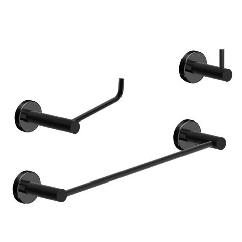 Kit Acessório para Banheiro Preto Fosco 3 Peças Grego Metal 2030at
