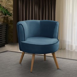 Poltrona Para Sala Decorativa Isa Suede Azul Adonai Estofados - 1
