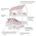 Ver imagem 4 de Treliche Casal/ Solteiro Casinha Encantada com Kit Escada/ Escorregador Madeira Maciça Branco/ Rosa
