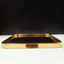 Ver imagem 3 de Bandeja Quadrada Home&co com Espelho Metal 1x20x20cm Dourado para Servir Lavabo