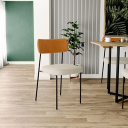 Kit 08 Cadeiras para Sala de Jantar Melina L02 Couríssimo Whisky Linho Champagne - Lyam Decor - 2