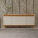 Ver imagem 5 de Buffet Aparador Ripado com 4 Portas Monaco 180cm - Off White e Cedro