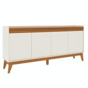 Ver imagem 4 de Buffet Aparador Ripado com 4 Portas Monaco 180cm - Off White e Cedro