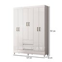 Ver imagem 4 de Guarda-roupa Solteiro Lux 6 Portas 2 Gavetas Branco - Pnr Móveis