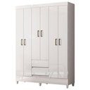Ver imagem 3 de Guarda-roupa Solteiro Lux 6 Portas 2 Gavetas Branco - Pnr Móveis