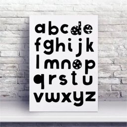 Placa MDF alfabeto abc preto - 1