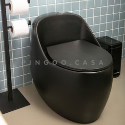 Vaso Sanitário Monobloco Caixa Acoplada Privada Aquarela Pingoo.casa - Preto Fosco - 8