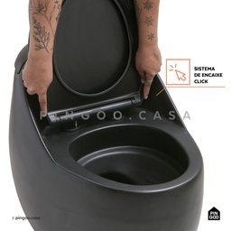 Vaso Sanitário Monobloco Caixa Acoplada Privada Aquarela Pingoo.casa - Preto Fosco - 5