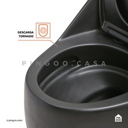 Vaso Sanitário Monobloco Caixa Acoplada Privada Aquarela Pingoo.casa - Preto Fosco - 7