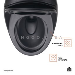 Vaso Sanitário Monobloco Caixa Acoplada Privada Aquarela Pingoo.casa - Preto Fosco - 3