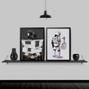 Ver imagem 2 de Kit 2 Quadros Divertidos Banheiro Masculino 33x24cm - com vidro:Madeira branca