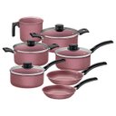 Ver imagem 1 de Jogo de Panelas Tramontina Turim 7 Peças em Alumínio Antiaderente Starflon Max Rosa