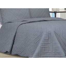 Kit Colcha de Solteiro Ilusion Geo Camesa 2 Peças Chumbo - 2