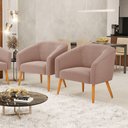 Ver imagem 7 de Poltrona para Sala Pé Palito Castanho Kit 2 Stella Bouclê Rosê D03 - D'Rossi
