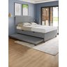 Base Cama Baú Casal com Cama Auxiliar C/colchão Conjugado Veludo Cinza - Skybox - 1