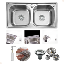 Kit Cuba Dupla Inox + Acessórios com Torneira Gourmet Misturador Monocomando Extensora Escovada - 4