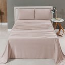 Ver imagem 2 de Jogo de Lençol Cama Casal 4 Peças 100% Algodão Malha Penteada:bege