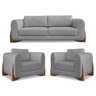 Kit Sofá 2 Lugares 180cm 2 Poltronas 120cm Marina para Sala: Cinza - 1