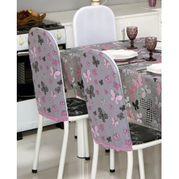 Kit 6 Capas Encosto de Cadeira de Ferro Tubular Cozinha e Jantar Malha Helanca com Elástico:borbolet - 2
