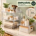 Ver imagem 4 de Organizador Acrilico Dobravel Prateleira Cosmeticos Banheiro Armario Cozinha Dispensa Bandeja Empilh