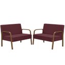 Ver imagem 1 de Kit Poltrona Decorativa 2 Namoradeiras Jade Braço Madeira D Salla Suede Bordô
