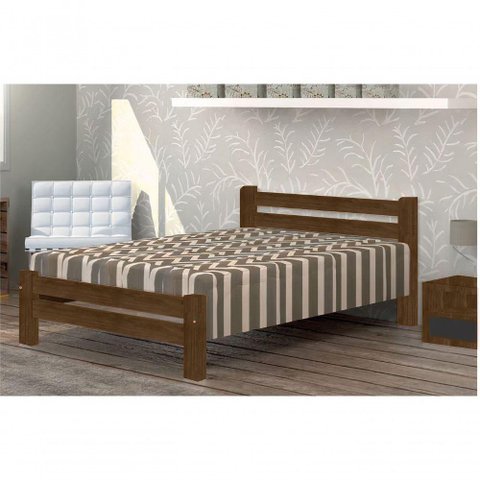 Cama Queen Size Itália de Madeira Maciça Angelim Pedra Tauari Imbuia