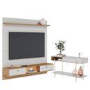 Ver imagem 1 de Painel para Tv Home Suspenso Bali 1.6 com Aparador para Sala Sena Off White Matte Freijó –
