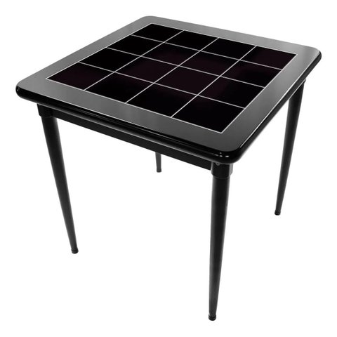 Mesa de Jantar Quadrada 80x80cm Tampo Naval 40mm 4 Lugares Cozinha Sala - Azulejo Preto - Preta