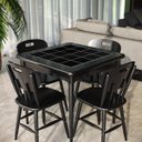 Ver imagem 3 de Mesa de Jantar Quadrada 80x80cm Tampo Naval 40mm 4 Lugares Cozinha Sala - Azulejo Preto - Preta