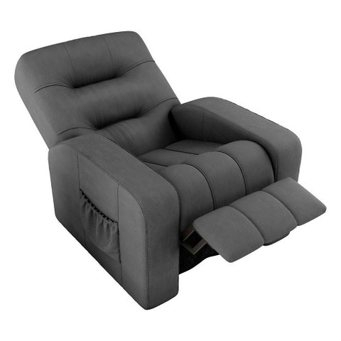 Poltrona Reclinável Mx-7 Azera Suede Cinza com Encosto Acolchoado Loja Sheep