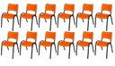 Ver imagem 2 de Cadeira Iso Base Preto Escola, Escritório Laranja Kit 12 Un