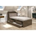 Ver imagem 1 de Cama Tamires Solteiro 0,88cm com Auxiliar Castanho com Capitonê Bege - Cambel