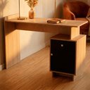 Ver imagem 2 de Mesa Escrivaninha 1 Porta 1 Gaveta B33 122 Cm Mell Preto Novam