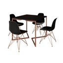 Ver imagem 6 de Mesa Jantar Industrial Quadrada 90Cm Preta Base Cobre V Com 4 Cadeiras Pretas Pés Cobre Cor: Preto