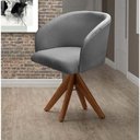 Ver imagem 2 de Poltrona Atenas Giratória de Madeira Suede Linho Cinza 320 Bella Decor