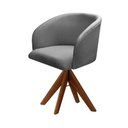 Ver imagem 1 de Poltrona Atenas Giratória de Madeira Suede Linho Cinza 320 Bella Decor