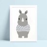 Quadro infantil quarto bebê safári animal rinoceronte - 1
